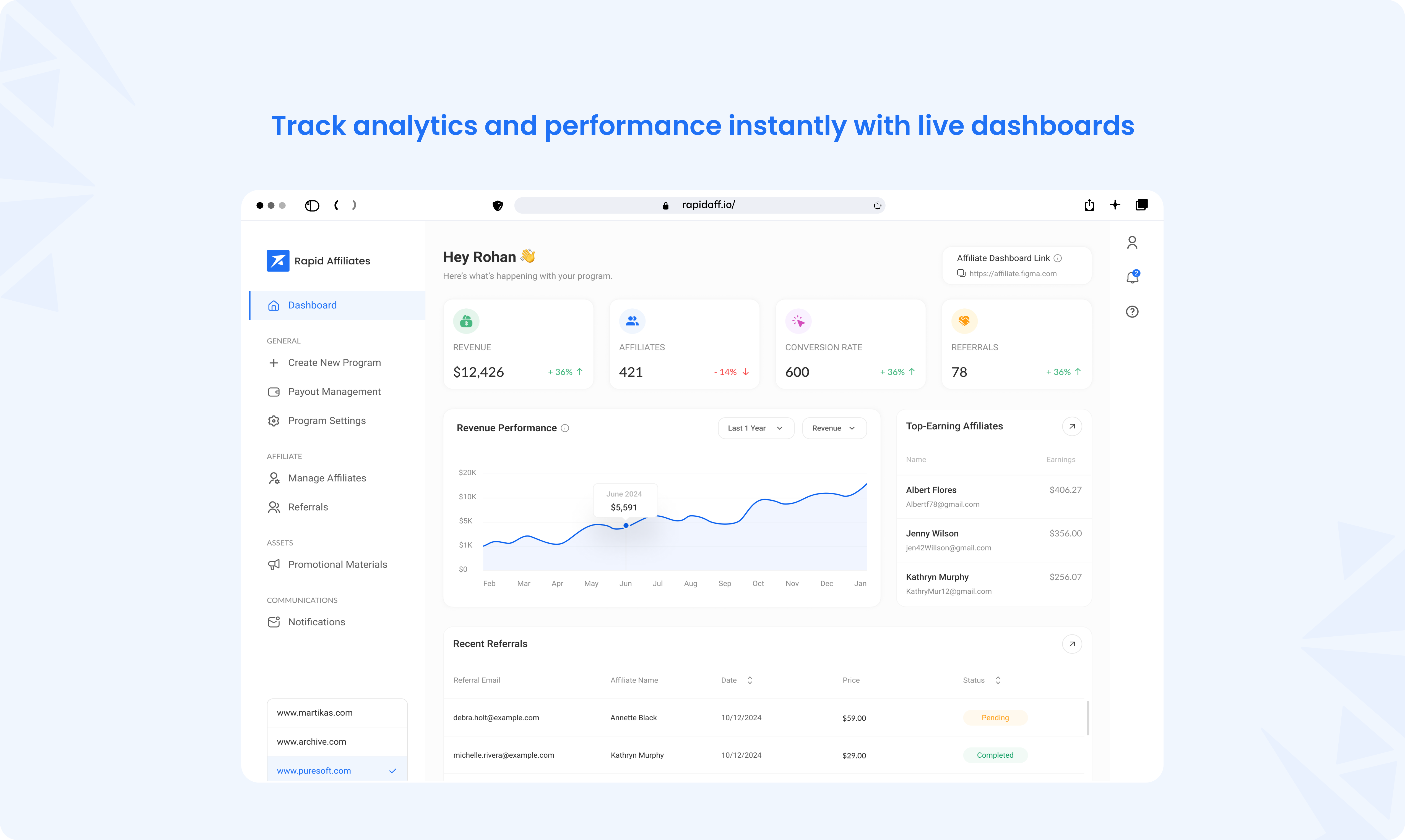 screenshot of Rapid Affiliates
